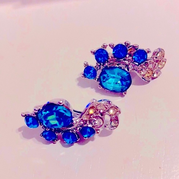 Vintage Jewelry - Beautiful Blue Clip on Earrings